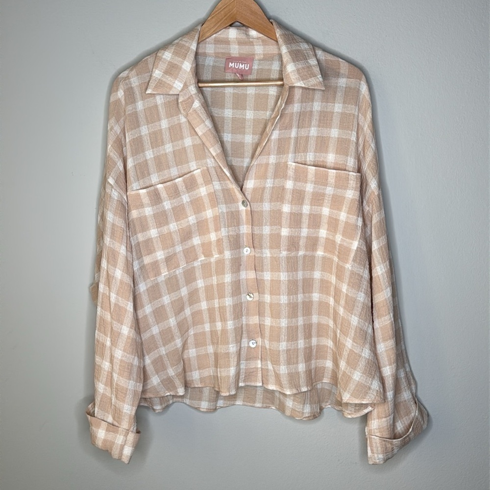 Show Me Your Mumu Jessica Button Down Oversized Top in Cream Size XL